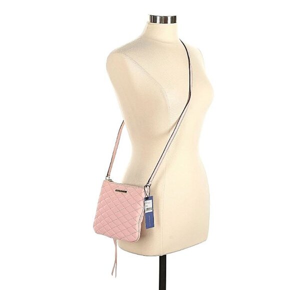 REBECCA MINKOFF - 100% leather quilted crossbody Love Kerry bag (quartz pink)) - Picture 6 of 11